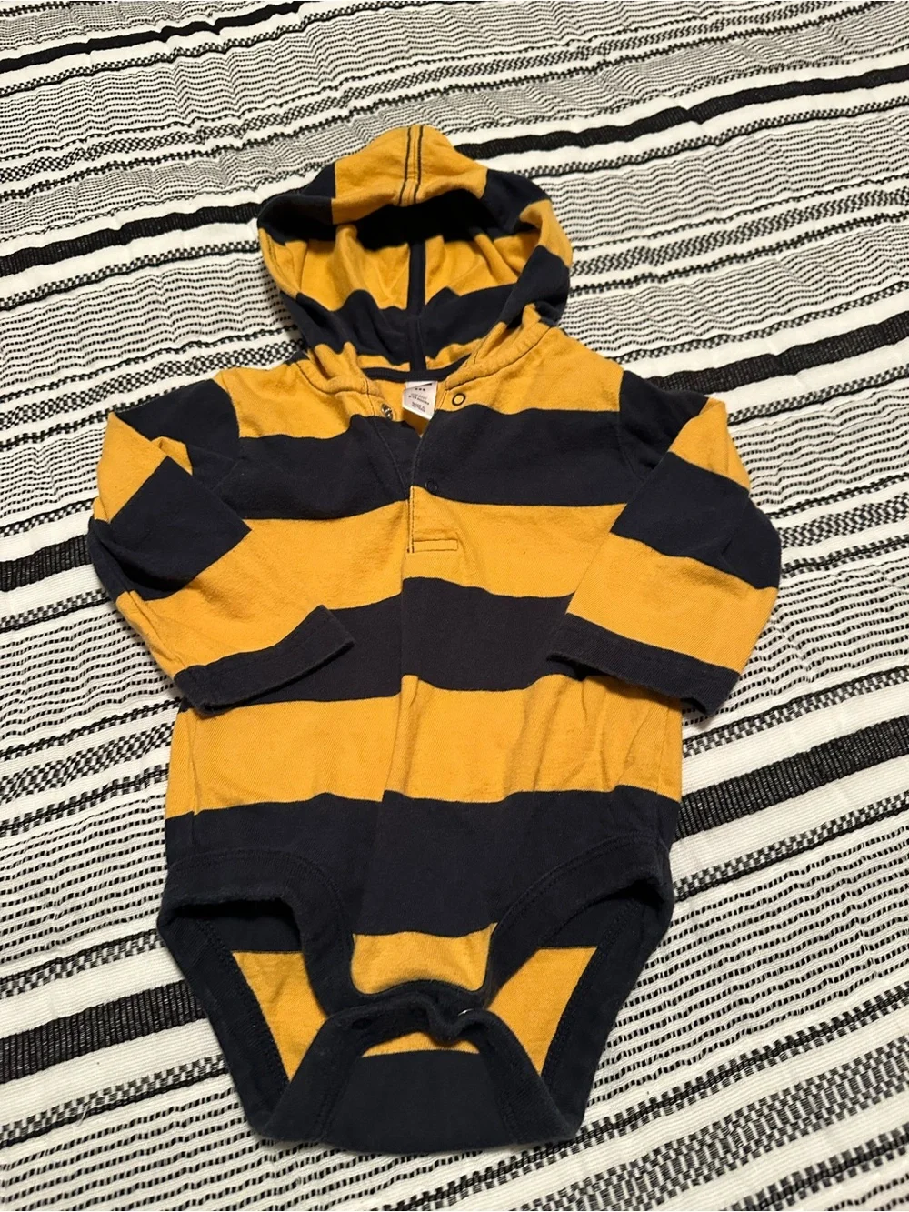 GAP Onesie Bundle (Orange & Navy Logo/Yellow & Navy Hoodie)-Size 6-12M